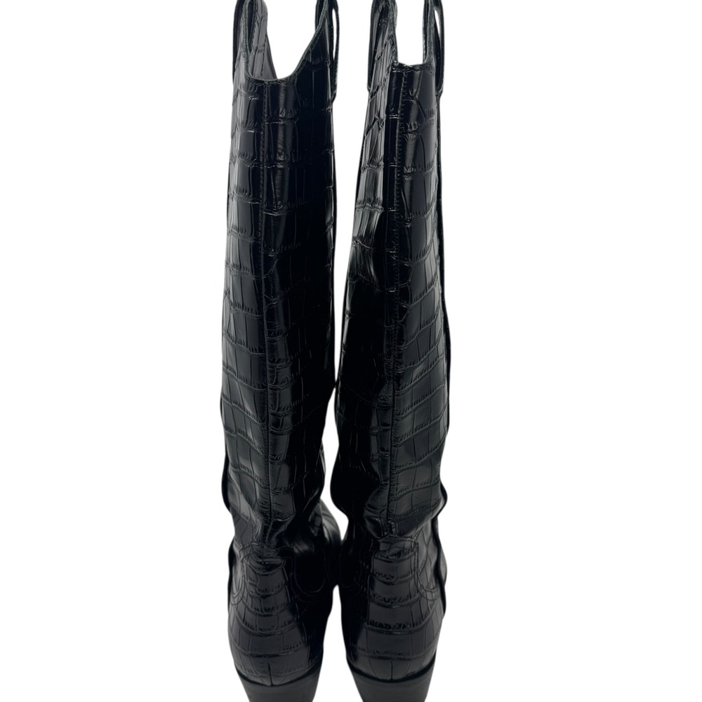 Marc Fisher Haze Boots Black Croc Embossed Heeled Size 8 - Picture 12 of 14